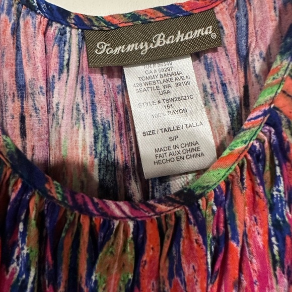 Tommy Bahama Ikat Tie Dye Short Beach Dress Multicolor Spaghetti Strap Small - Picture 3 of 3